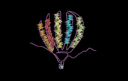 Colorful Sketch Hot Air Balloon Machine Embroidery Design