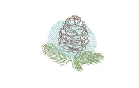 Pine Cone Christmas Machine Embroidery Design, 4x4 hoop