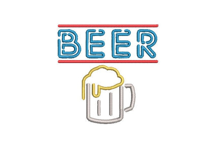Beer Sign Machine Embroidery Design, Beer Embroidery design - sproutembroiderydesigns