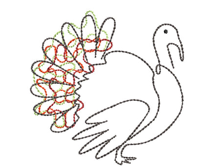 Scribble Turkey Thanksgiving Machine Embroidery Design - sproutembroiderydesigns