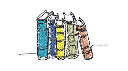 Stack of Books Machine Embroidery Design, 4 sizes, Scribble Doodle Design - sproutembroiderydesigns
