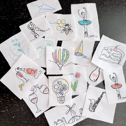 Colorful Sketch Hot Air Balloon Machine Embroidery Design