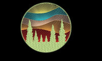 Round Forest Sunset Machine Embroidery Design, Round hoop embroidery design, sunset design, Forest pattern, mountain embroidery design - sproutembroiderydesigns