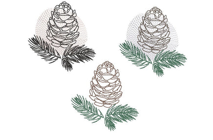 Pine Cone Christmas Machine Embroidery Design, 4x4 hoop