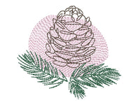 Pine Cone Christmas Machine Embroidery Design, 4x4 hoop