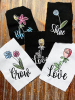 Word Flower Machine Embroidery Design Collection, 4 designs in 2 sizes each, PES, DST, VP3, EXP, hus, jef, pcs, shv, vip, Quick Stitch - sproutembroiderydesigns