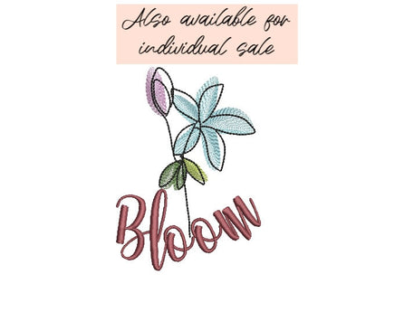 Word Flower Machine Embroidery Design Collection, 4 designs in 2 sizes each, PES, DST, VP3, EXP, hus, jef, pcs, shv, vip, Quick Stitch - sproutembroiderydesigns