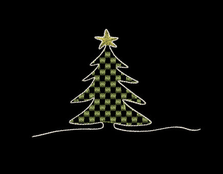 Gingham Christmas Tree Machine Embroidery Design, 2 sizes, 4x4 and 5x7 hoop, PES, DST, VP3, EXP, hus, jef, pcs, shv, vip, csd, xxx - sproutembroiderydesigns
