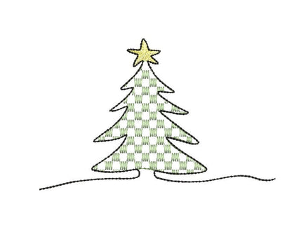 Gingham Christmas Tree Machine Embroidery Design, 2 sizes, 4x4 and 5x7 hoop, PES, DST, VP3, EXP, hus, jef, pcs, shv, vip, csd, xxx - sproutembroiderydesigns