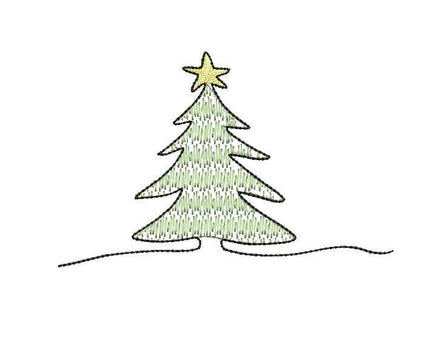 Pine Needle Christmas Tree Machine Embroidery Design, 2 sizes, 4x4 and 5x7 hoop, PES, DST, VP3, EXP, hus, jef, pcs, shv, vip, csd, xxx