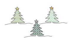 Christmas Tree Collection Machine Embroidery Design, 3 designs in 2 sizes each, PES, DST, VP3, EXP, hus, jef, pcs, shv, vip, csd, xxx quick - sproutembroiderydesigns