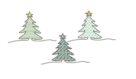 Christmas Tree Collection Machine Embroidery Design, 3 designs in 2 sizes each, PES, DST, VP3, EXP, hus, jef, pcs, shv, vip, csd, xxx quick