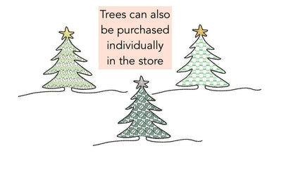 Christmas Tree Collection Machine Embroidery Design, 3 designs in 2 sizes each, PES, DST, VP3, EXP, hus, jef, pcs, shv, vip, csd, xxx quick