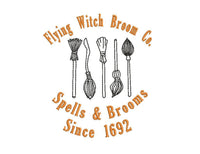 Flying Witch Broom Co. Machine Embroidery Design, 2 sizes, Witch Embroidery Design, Broom Embroidery Design