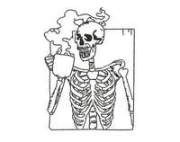 Coffee Skeleton Machine Embroidery Design, 2 Sizes - halloween embroidery design - Skeleton embroidery design - coffee embroidery design,