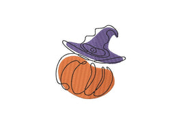 Pumpkin Witch Machine Embroidery Design, 2 Sizes - Halloween embroidery design - Pumpkin embroidery design