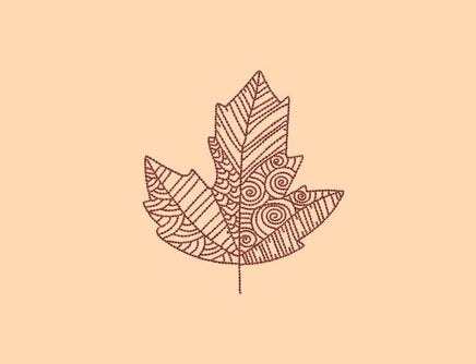 Doodle Autumn Leaf Machine Embroidery Design - sproutembroiderydesigns