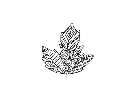 Doodle Autumn Leaf Machine Embroidery Design - sproutembroiderydesigns