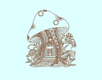 Mushroom House Machine Embroidery Design, 2 sizes, Quick Stitch, Mushroom embroidery design - sproutembroiderydesigns