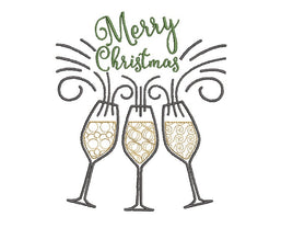 Cheers Merry Christmas Machine Embroidery Design - 2 sizes, PES, DST, VP3, EXP, hus, jef, pcs, shv, vip, csd, xxx, Christmas Cheer - sproutembroiderydesigns