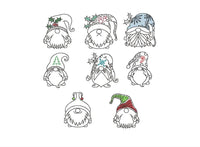 Collection of Christmas Gnomes Machine Embroidery Design, 2 sizes each, Quick Stitch Gnome Embroidery