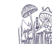 Mushroom Forest Machine Embroidery Design, 3 sizes, Quick Stitch, Mushroom embroidery design - sproutembroiderydesigns
