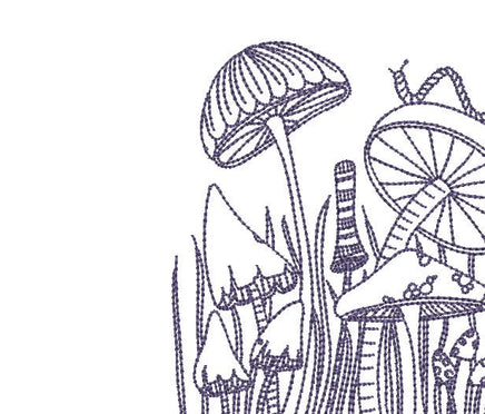 Mushroom Forest Machine Embroidery Design, 3 sizes, Quick Stitch, Mushroom embroidery design - sproutembroiderydesigns