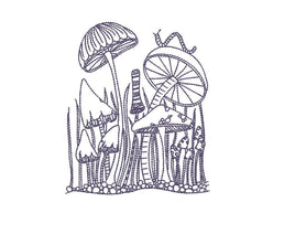 Mushroom Forest Machine Embroidery Design, 3 sizes, Quick Stitch, Mushroom embroidery design - sproutembroiderydesigns