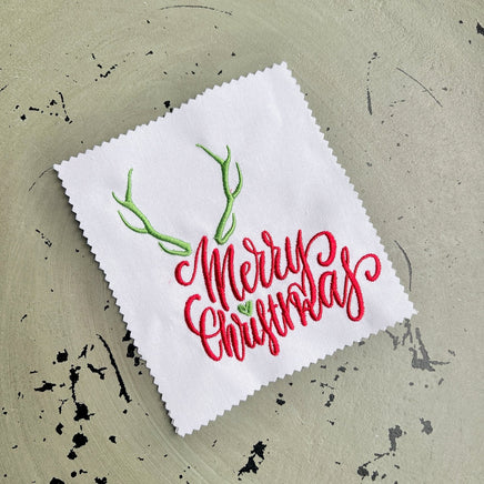 Merry Christmas Antler Christmas Machine Embroidery Design, 2 sizes, Christmas embroidery design