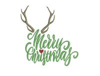 Merry Christmas Antler Christmas Machine Embroidery Design, 2 sizes, Christmas embroidery design