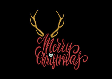 Merry Christmas Antler Christmas Machine Embroidery Design, 2 sizes, Christmas embroidery design