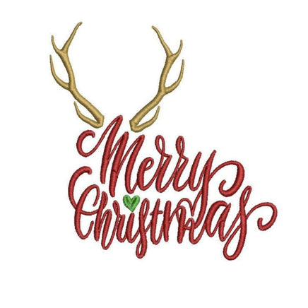 Merry Christmas Antler Christmas Machine Embroidery Design - sproutembroiderydesigns