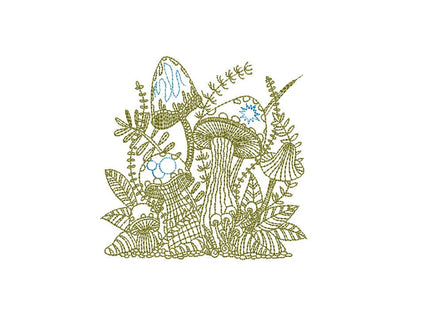 Mushroom Garden Machine Embroidery Design, 2 sizes, Quick Stitch, Mushroom embroidery design
