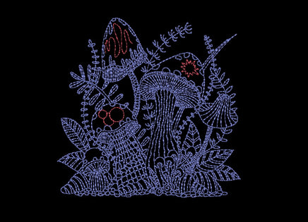Mushroom Garden Machine Embroidery Design, 2 sizes, Quick Stitch, Mushroom embroidery design