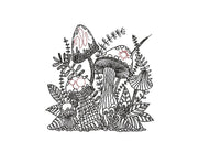 Mushroom Garden Machine Embroidery Design, 2 sizes, Quick Stitch, Mushroom embroidery design