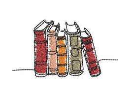 Stack of Books Machine Embroidery Design, 4 sizes, Scribble Doodle Design