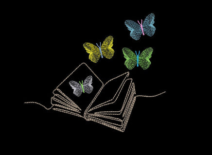 Butterfly Books Machine Embroidery Design, 2 sizes, Book Embroidery Design, Quick Stitch - sproutembroiderydesigns