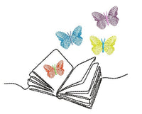 Butterfly Books Machine Embroidery Design, 2 sizes, Book Embroidery Design, Quick Stitch - sproutembroiderydesigns