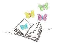 Butterfly Books Machine Embroidery Design, 2 sizes, Book Embroidery Design, Quick Stitch - sproutembroiderydesigns