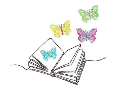 Butterfly Books Machine Embroidery Design, 2 sizes, Book Embroidery Design, Quick Stitch - sproutembroiderydesigns