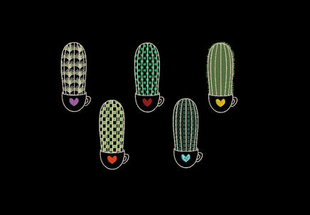 Cactus Embroidery Design, 5 Designs, Cactus collection Embroidery Design, Quick Stitch, PES, VIP, DST, vp3, pcs + more, Style 2