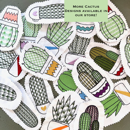 Cactus Embroidery Design, 5 Designs, Cactus collection Embroidery Design, Quick Stitch, PES, VIP, DST, vp3, pcs + more, Style 4 - sproutembroiderydesigns