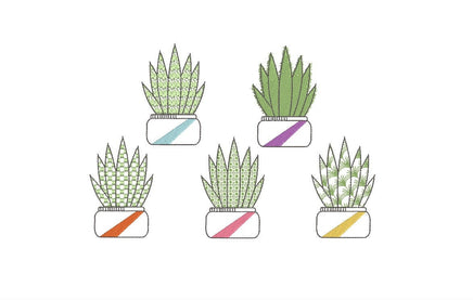 Cactus Embroidery Design, 5 Designs, Cactus collection Embroidery Design, Quick Stitch, PES, VIP, DST, vp3, pcs + more, Style 4 - sproutembroiderydesigns