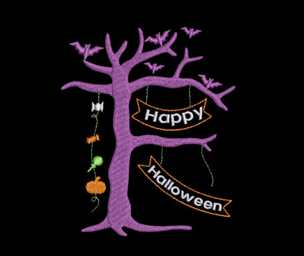 Happy Halloween Dead Tree Machine Embroidery Design - sproutembroiderydesigns