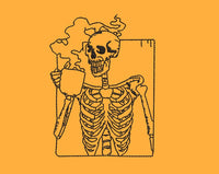 Coffee Skeleton Machine Embroidery Design, 2 Sizes - halloween embroidery design - Skeleton embroidery design - coffee embroidery design,