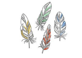 Feather Collection Embroidery Design, 4 Designs, Quick Stitch, Collection Available, PES, VIP, DST, vp3, pcs + more - sproutembroiderydesigns