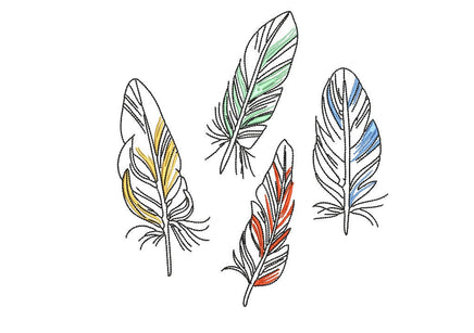 Feather Collection Embroidery Design, 4 Designs, Quick Stitch, Collection Available, PES, VIP, DST, vp3, pcs + more - sproutembroiderydesigns