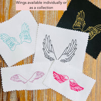 Collection Angel Wings Embroidery Design, PES, DST, VIP, VP3, pcs + more, memorial embroidery design, Quick Stitch