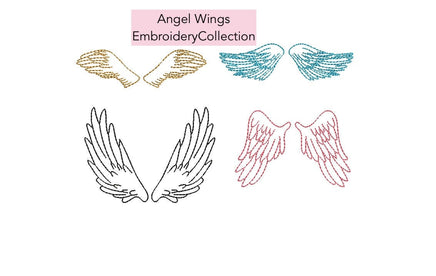 Collection Angel Wings Embroidery Design, PES, DST, VIP, VP3, pcs + more, memorial embroidery design, Quick Stitch