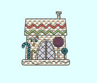 Gingham Gingerbread House Machine Embroidery Design, 2 sizes, 4x4 hoop, Checkered